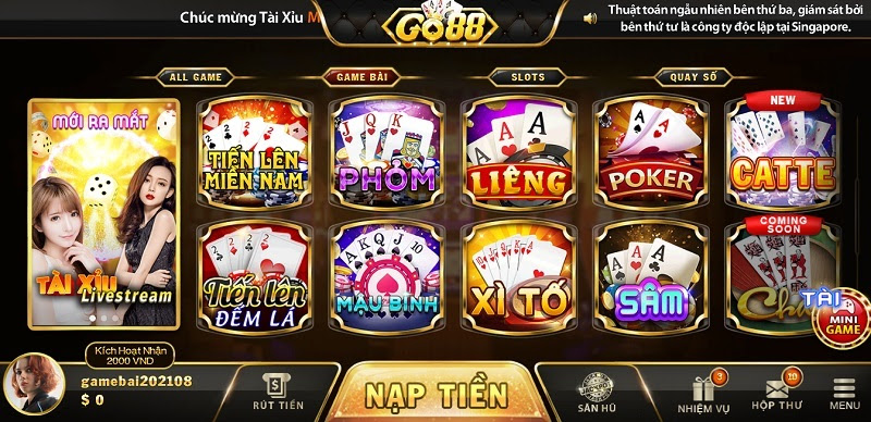 Đánh bài online tại cổng game Go88 Win