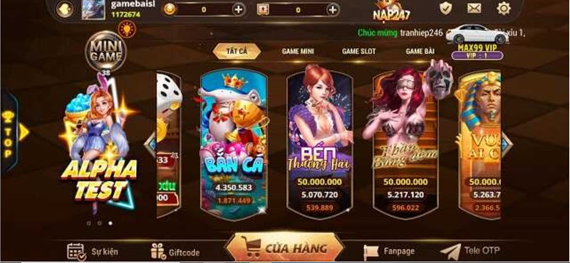 Dễ dàng sử dụng tại giao diện game