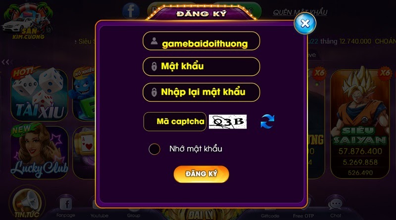 Đăng ký tài khoản tại cổng game Choáng Club