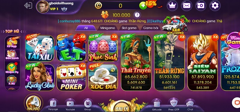 Giao diện cực cuốn hút của cổng game Choáng Club