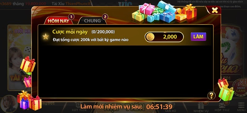 Hoàn thành nhiệm vụ nhận thưởng hằng ngày tại cổng game Vic Win