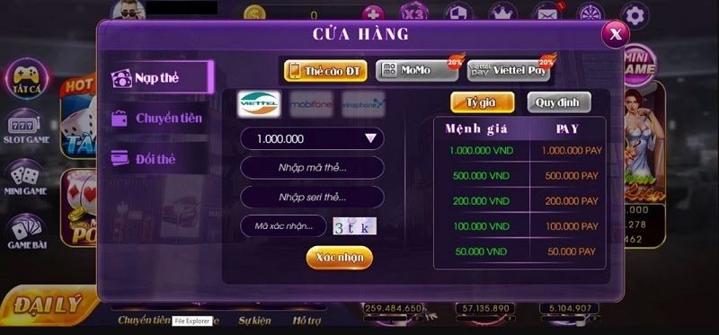 Nạp tiền tại cổng game Vpay88