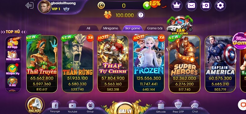 Slot Game tại cổng game Choáng Club