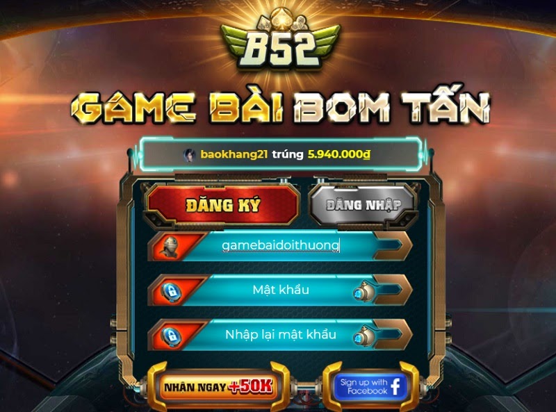 Đăng ký tài khoản tại cổng game B52 Club