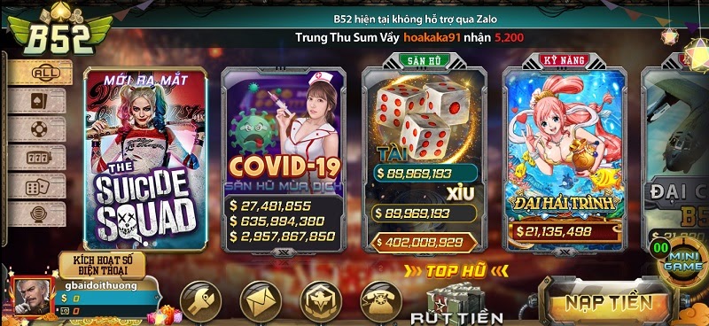 Giao diện độc đáo của cổng game B52 Club