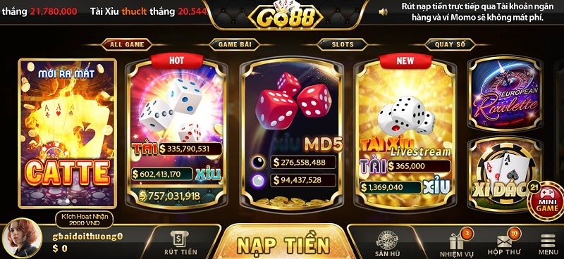 Giao diện đẳng cấp của cổng game Go88