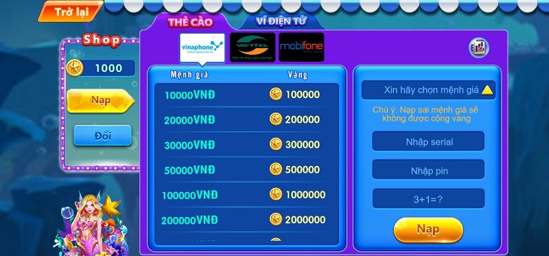 Nạp tiền tại cổng game Bancah5