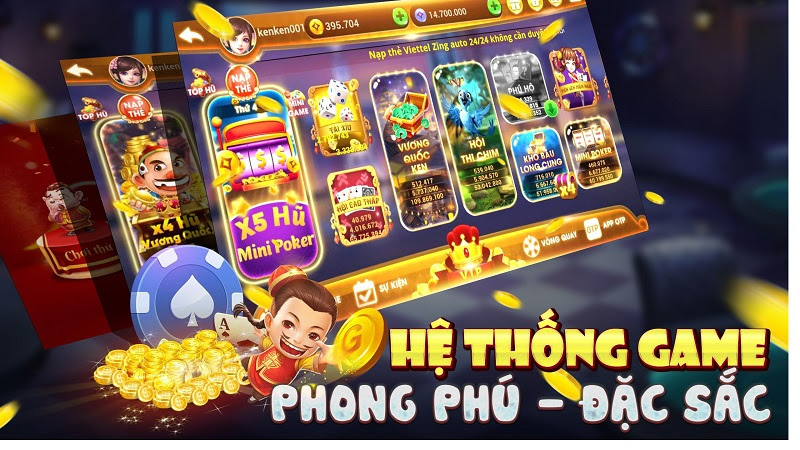 Hệ thống game đa dạng tại Mon Club