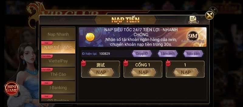 Hướng dẫn nạp tiền tại cổng game Twin