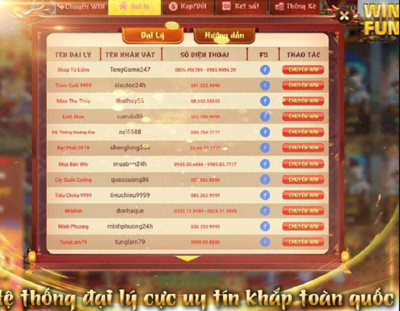 Đa dạng hình thức rút tiền tại cổng game bài Winfun