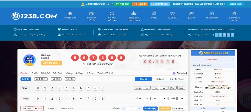 Giao diện thân thiện của nhà cái 123B