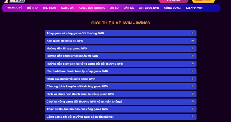 Iwin68 cung cấp những thông tin cần thiết cho người chơi ngay từ đầu