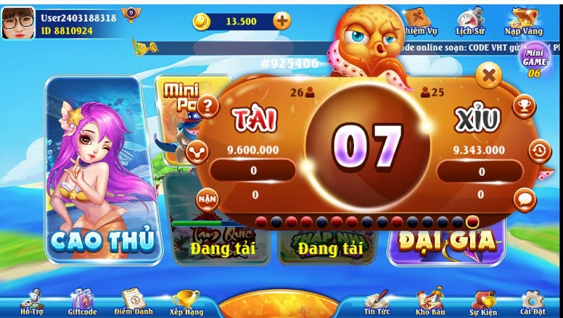 Thể loại game tài xỉu tại cổng game Vuahaitac