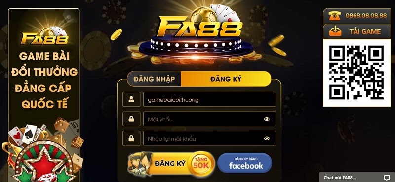 Đăng ký tài khoản tại cổng game Fa88 Club