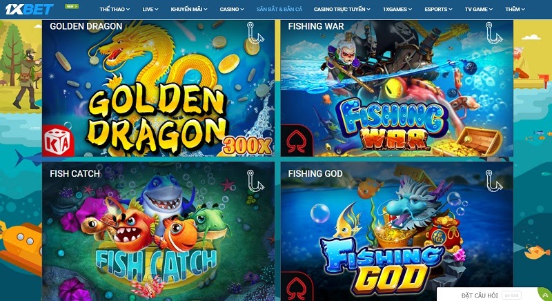 Đa dạng tựa game tại khu vực bắn cá 1xbet