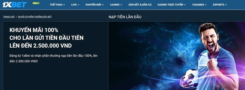 Khuyến mãi nạp lần đầu tại bắn cá 1xbet