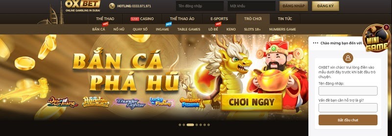 Chơi game bắn cá Oxbet đẳng cấp và uy tín